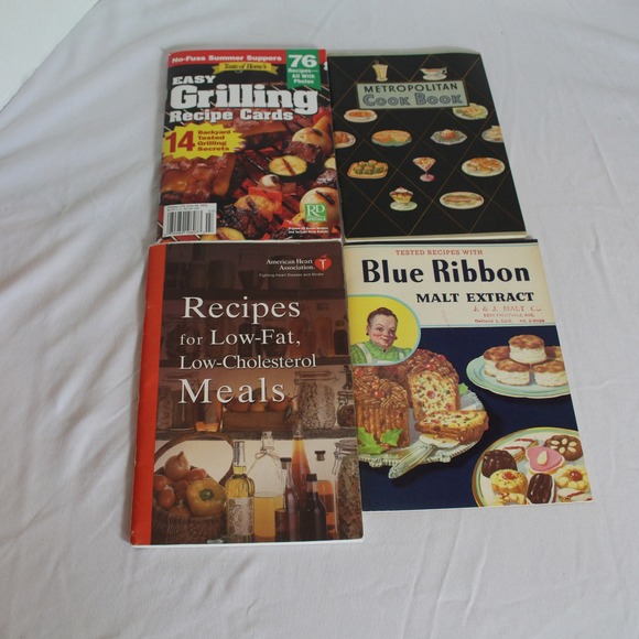 Vintage Cookbooks Lot Recipes Grilling Low Fat Cholesterol Malt Extract - Picture 1 of 6